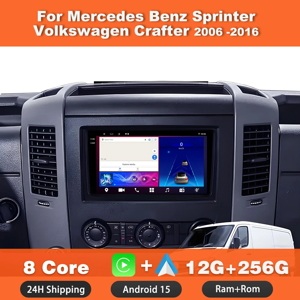 Android 15 для Mercedes Benz Sprinter Volkswagen Crafter 2006-2016 Автомобильный радиоприемник Carplay Автоплеер Мультимедийная навигация GPS Стерео