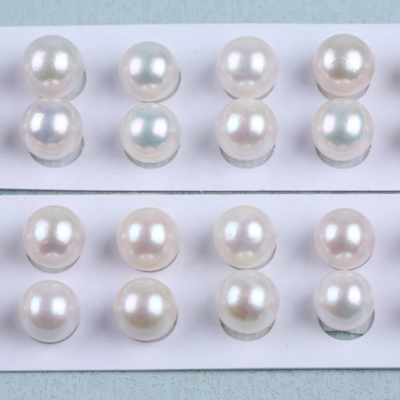 

11-12mm Wholesale Natural Freshwater White Color Edison Round Pearls Beads In Pair Jewelry