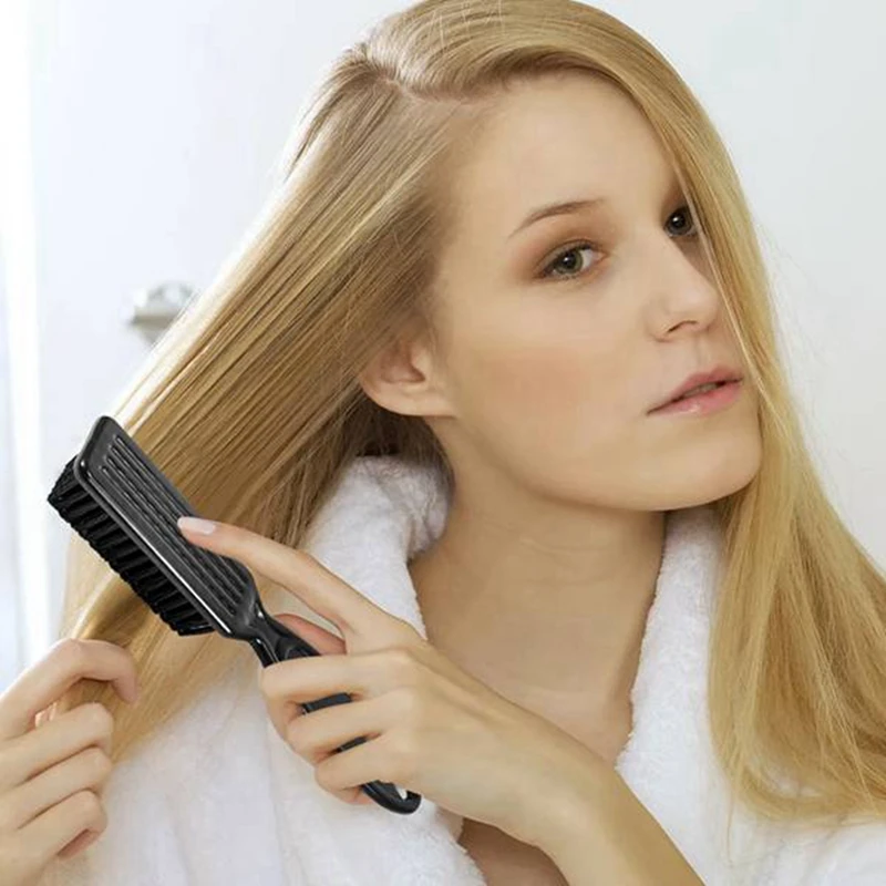 Cepillo de limpieza con forma de cabeza para peluquería, 2 piezas, peine de aceite Vintage, tijeras, tallado