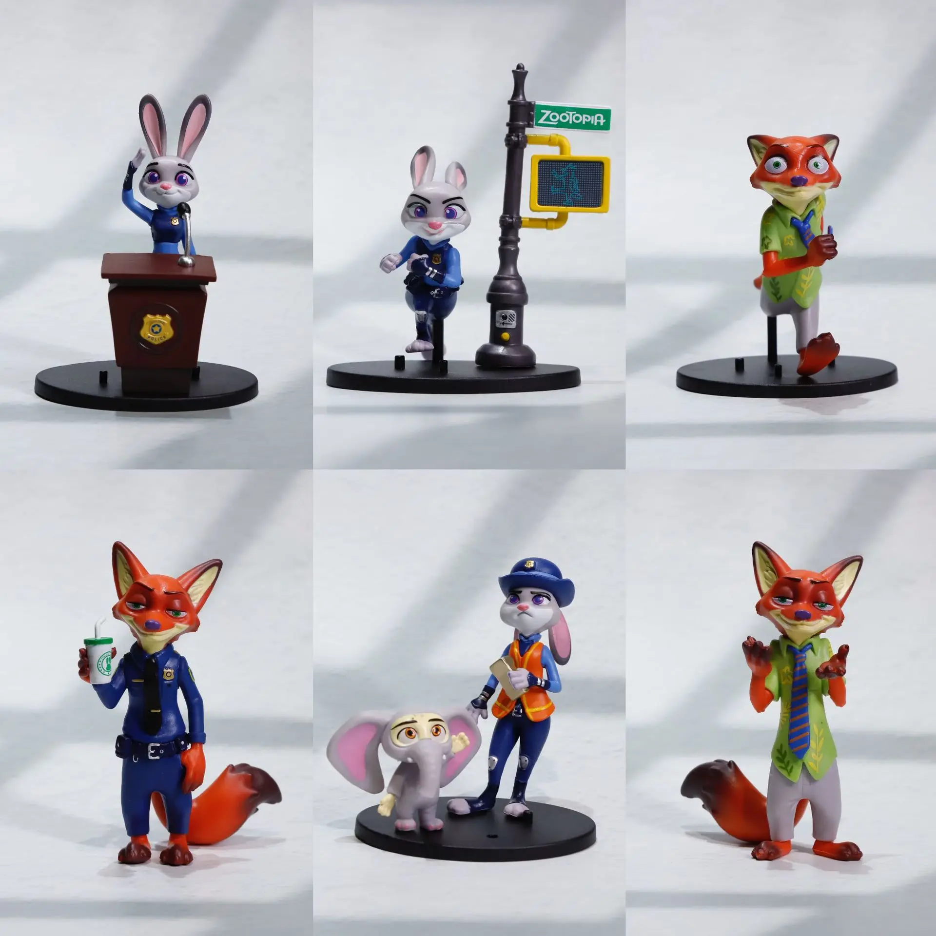 6 شخصيات على شكل حيوانات معبر متروبوليس: تماثيل ألعاب جودي هوبس ونيك وايلد لصندوق أعمى للدمى