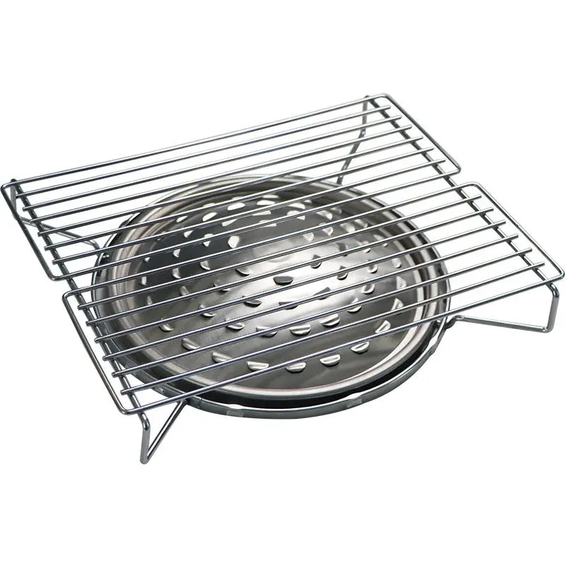 Kitchen Household Barbecue Grill Gas Stove with Grill Cassette Stove with Barbecue Grill Stainless Steel Grilling Basket