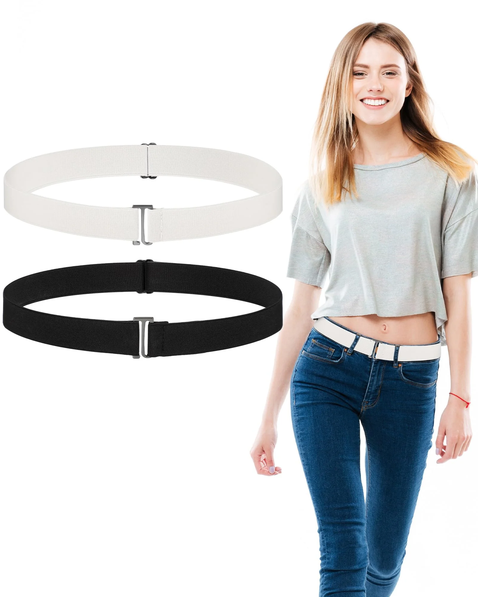 1pc Women's Elastic Comfortable & Adjustable One-Size Anti-Slip Pants Lady Belt, Fits Most, High Quality Convenient Madam Belts