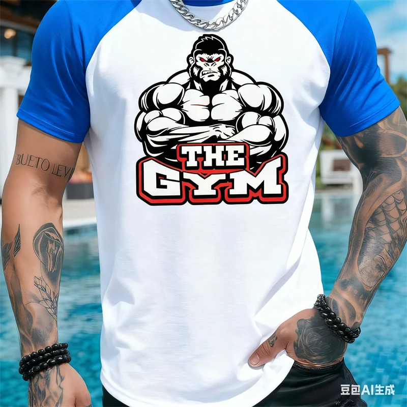 3D Fitness Pattern Printed T-shirt For Man Summer Casual Fashion Gym Bodybuilding Short Sleeve Tops Oversized Daily Sports Tees