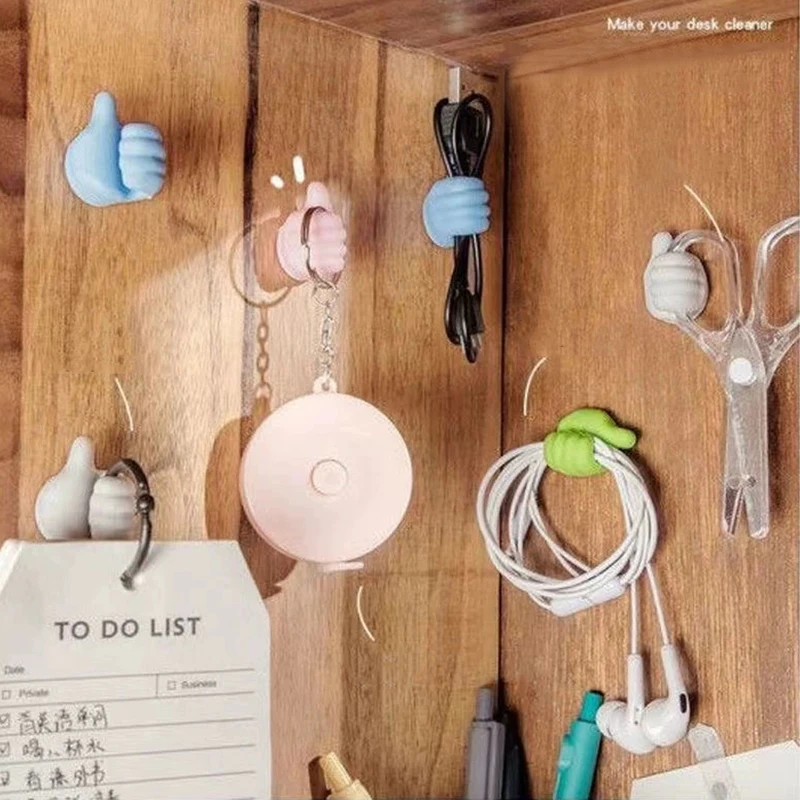10/20Pcs Multifunctional Cable Organizer Clip Holder Thumb Hooks Wire Wall Hooks Hanger Storage Cable Holder For Kitchen Home