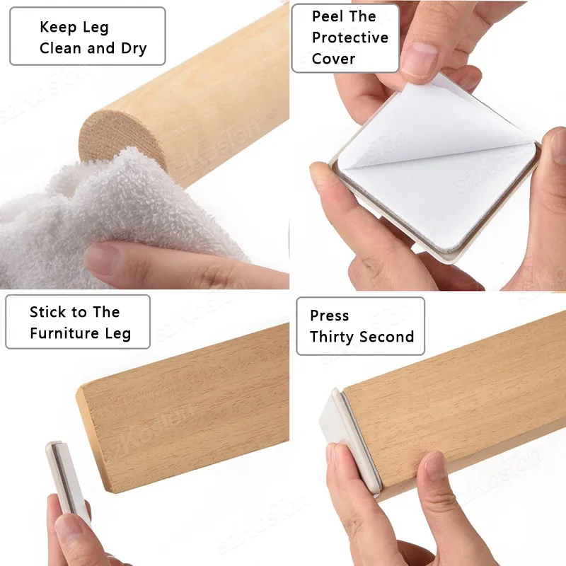 4Pcs Anti-abrasion Furniture Leg Slider Pads Self-Adhesive Floor Protector Easy Move Heavy Table Sofa Slider Mat Chair Fittings