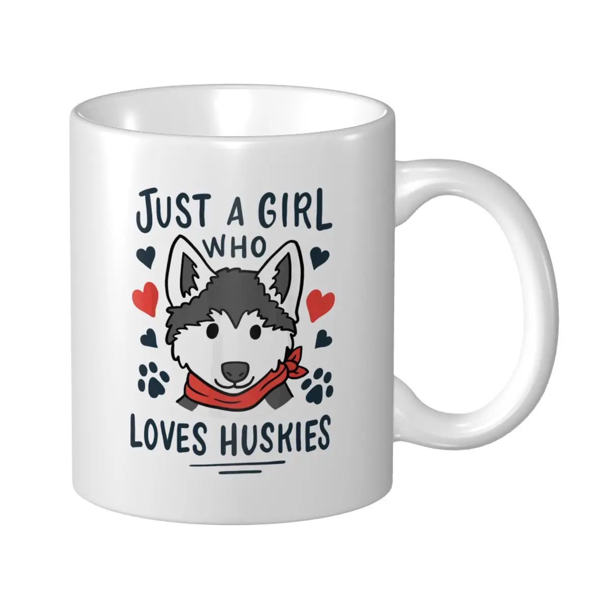 Taza Mark Cup Just A Girl Who Loves Huskies, regalo para amantes de los perros Husky siberianos, tazas de café, té, leche, agua, tazas de viaje, oficina y hogar