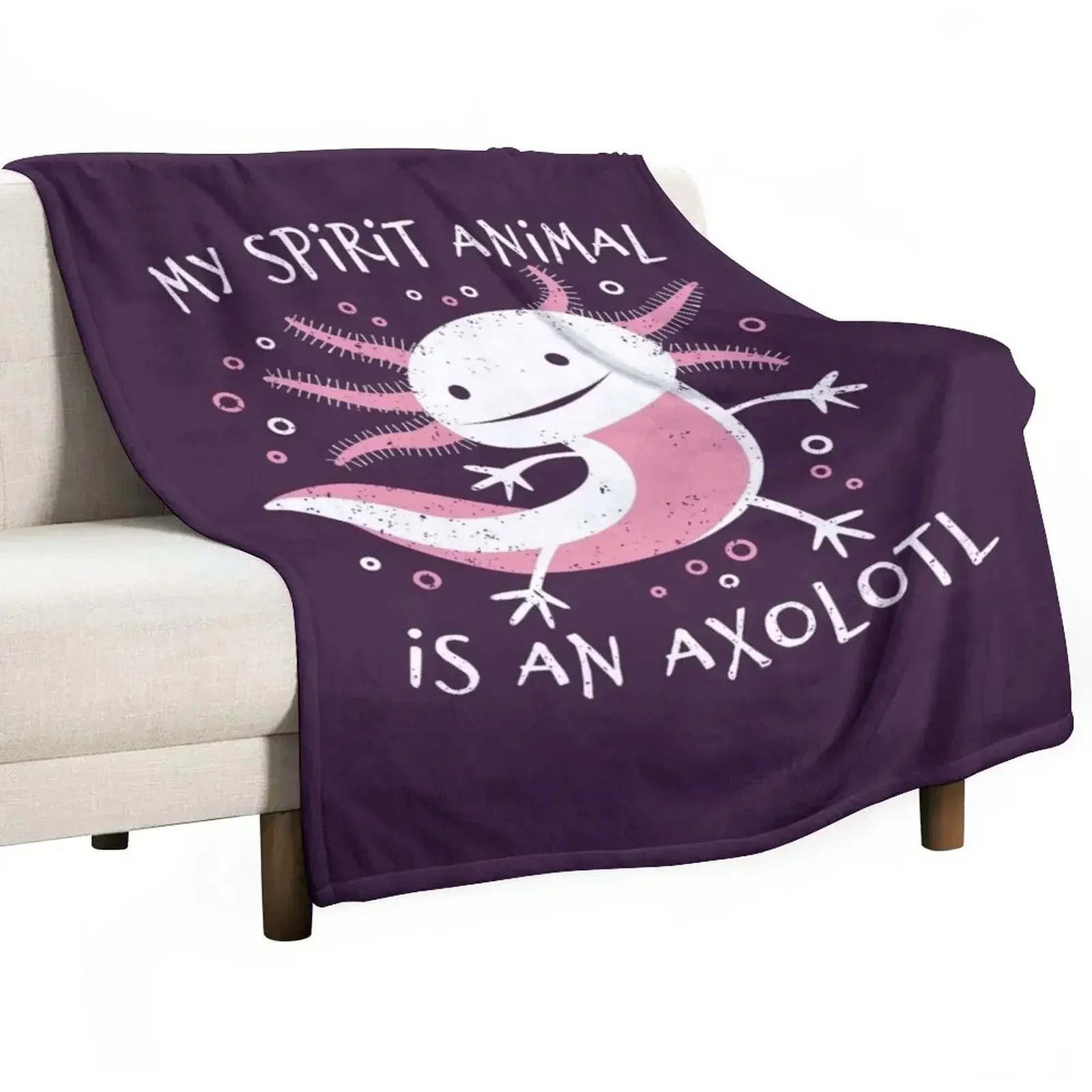 

Cute Amphibian - My Spirit Animal Is An Axolotl Throw Blanket Flannel Fabric Plaid on the sofa Sofas Designers Blankets