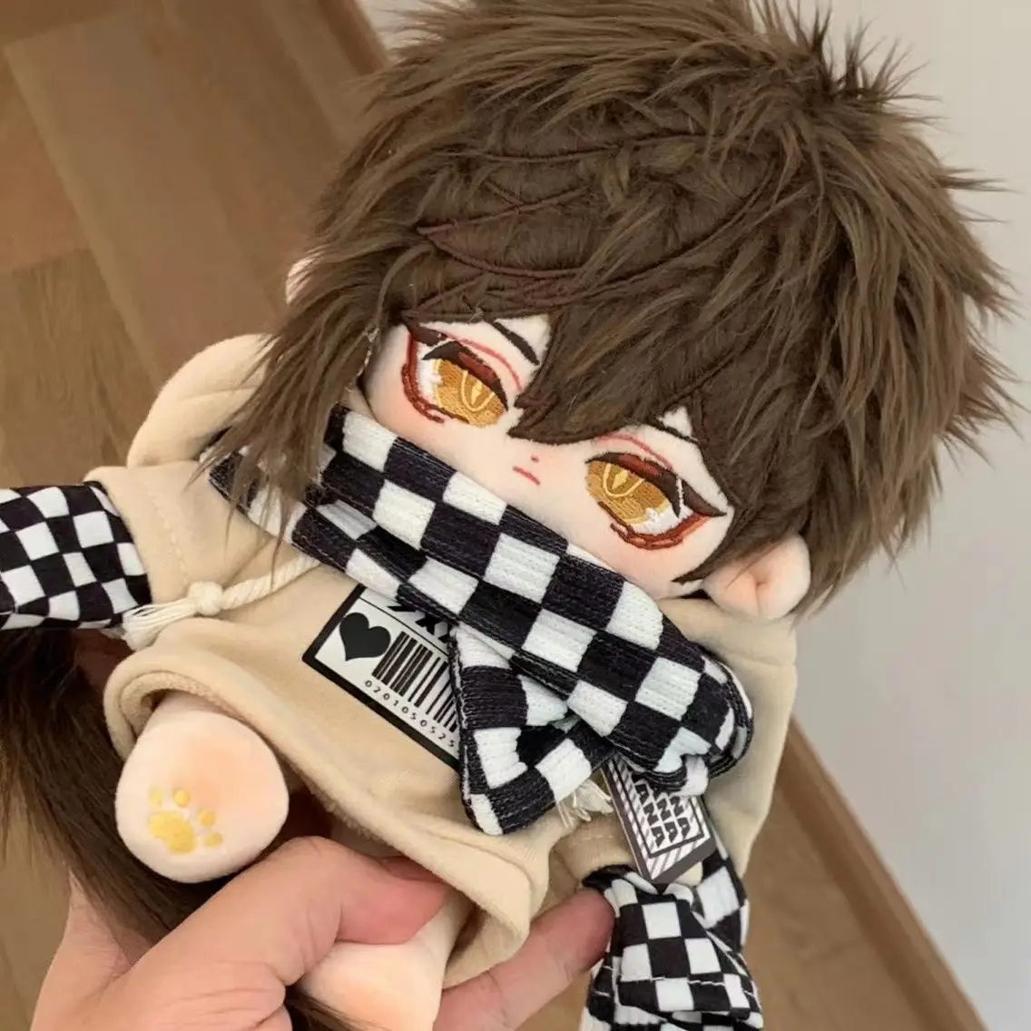 Anime genshin impacto zhongli cosplay pelúcia 20cm algodão bonecas traje dos desenhos animados maumet fantoche nu bebê bony brinquedos presente de natal