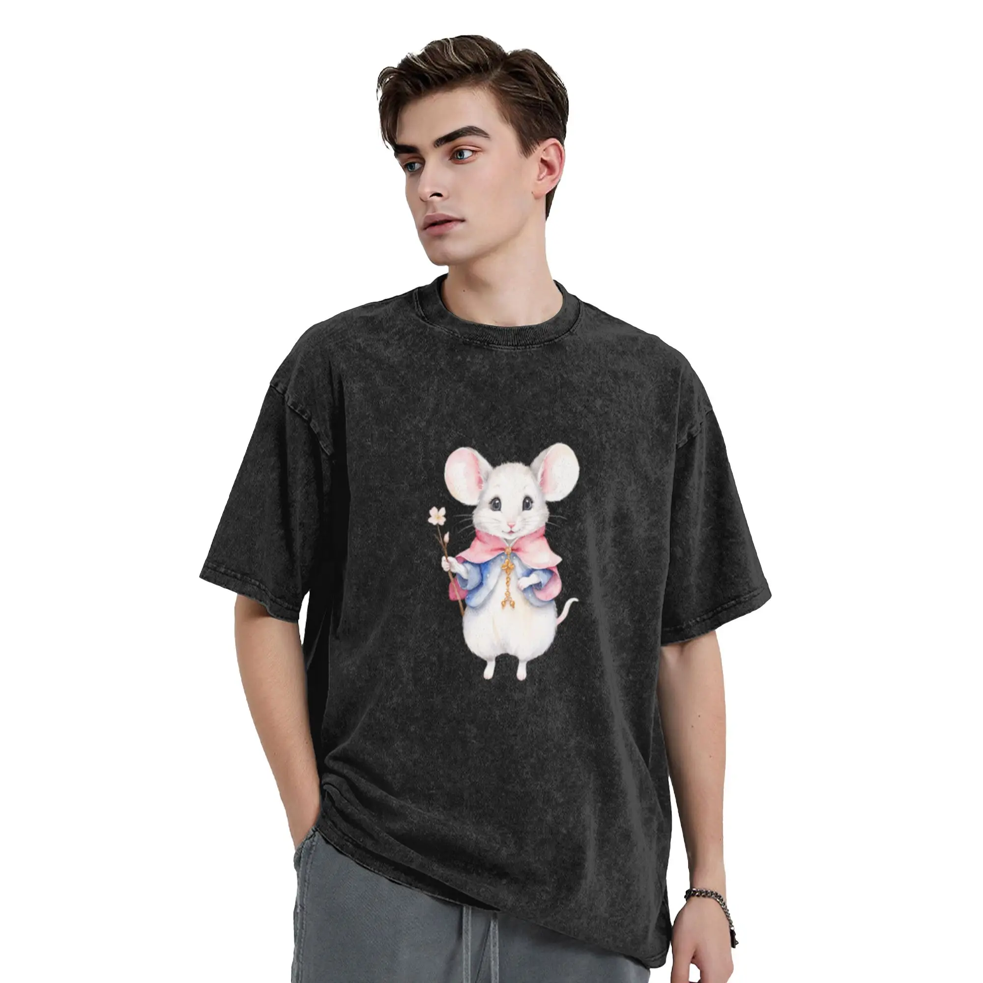 Watercolor Mouse Magic  Unique Comfort A Washed T Shirt Men's Women's Oversized Cotton Tees Tops