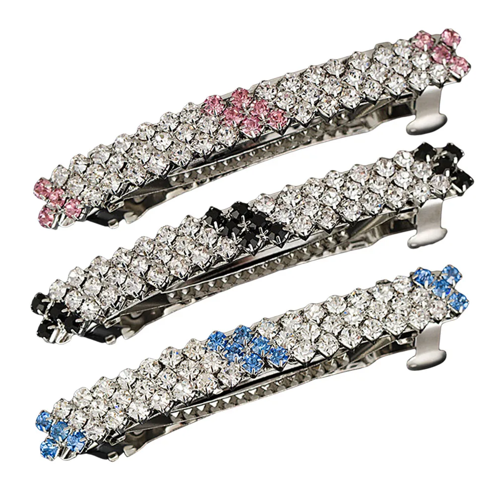 

3 Pcs Rhinestone Hair Clips Elegant Barrettes High Quality Hairpins Bobby Pins Hairstyling Tools Portable Size Long Term Use