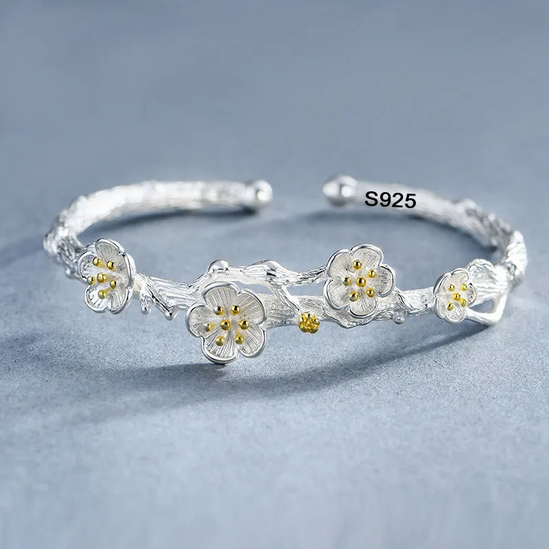

925 Sterling Silver Bracelets for Women Men String Accessories Trend Vintage Cute Flower Chain Pendant Party Jewelry Gift
