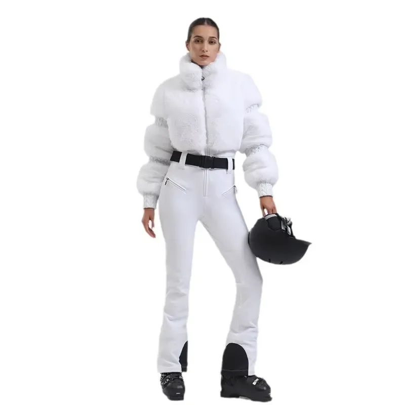 Women's Slim-Fit Winter Ski Suit Windproof and Warm with Breathable Plus Size One-Piece Outdoor Sports Ski Jacket