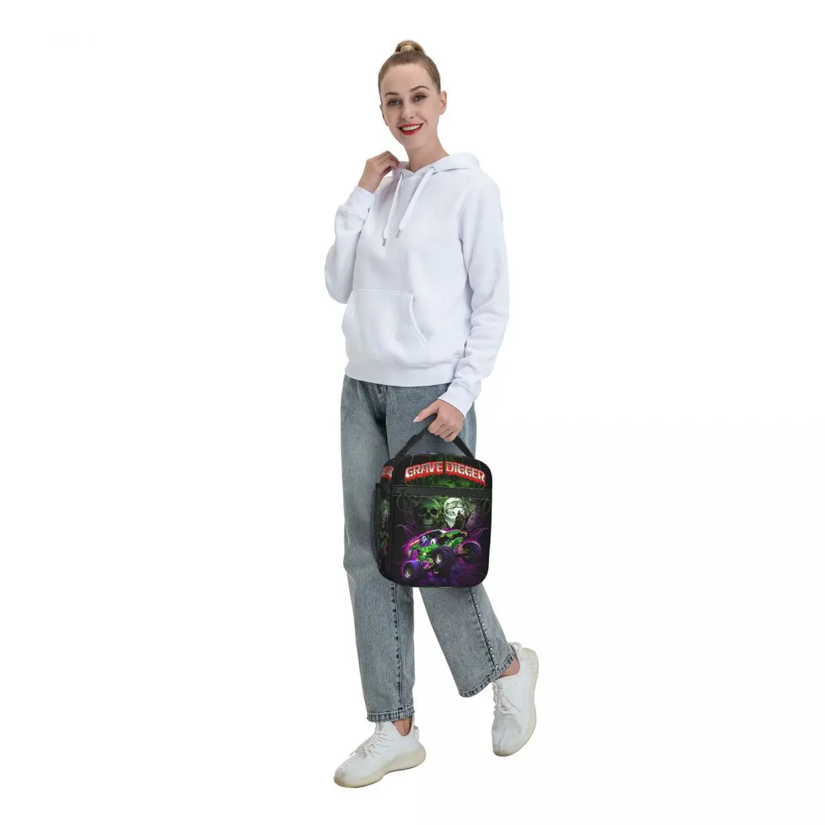 Grave Digger-Monster Jam Trucks Insulated Lunch Bag Cooler Bag Reusable Lunch Container Portable Tote Lunch Box Food Handbags