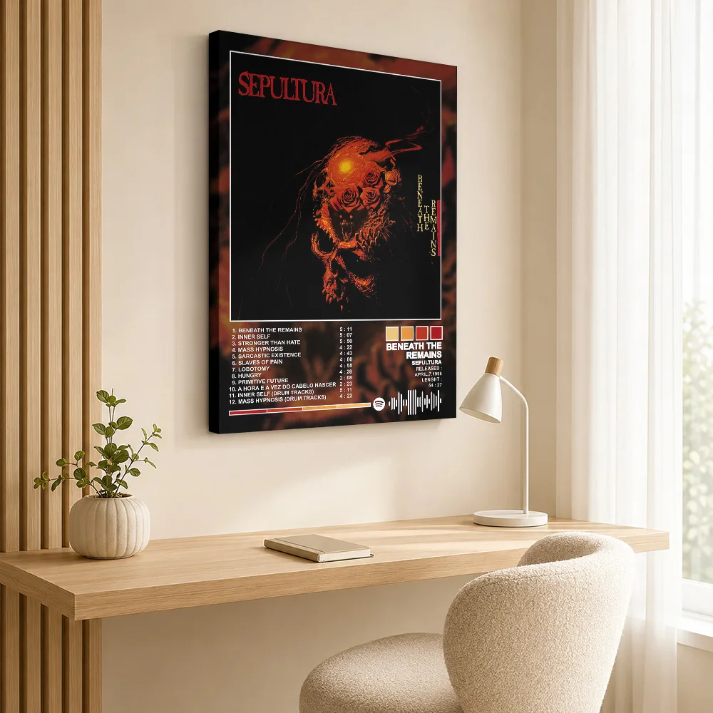 Sepultura - Beneath the Remains Album Framed Canvas Print Poster Personalized Retro Music Wall Paintings Decoration for Studio