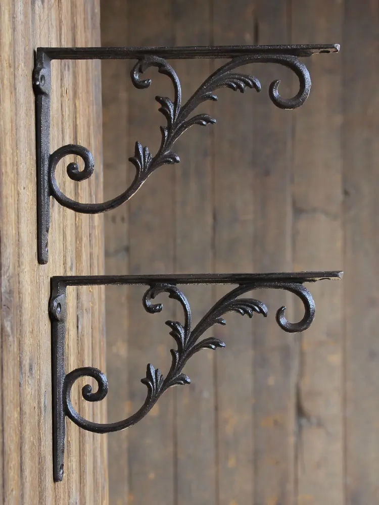 Retro European Iron Art Cast Iron Thickened  Support Wall Mounted Right Angle Fixed Layer Bracket Weight Bearing Shelf