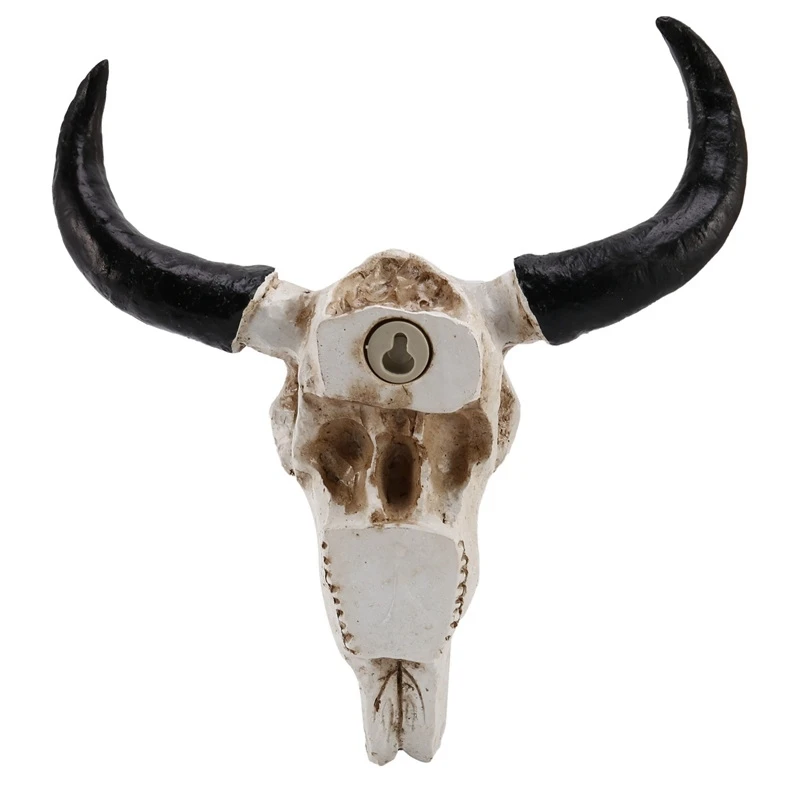 Resina Longhorn vaca cráneo colgante de pared decoración 3D Animal vida silvestre escultura figuritas artesanías cuernos para el hogar Decoración de Halloween