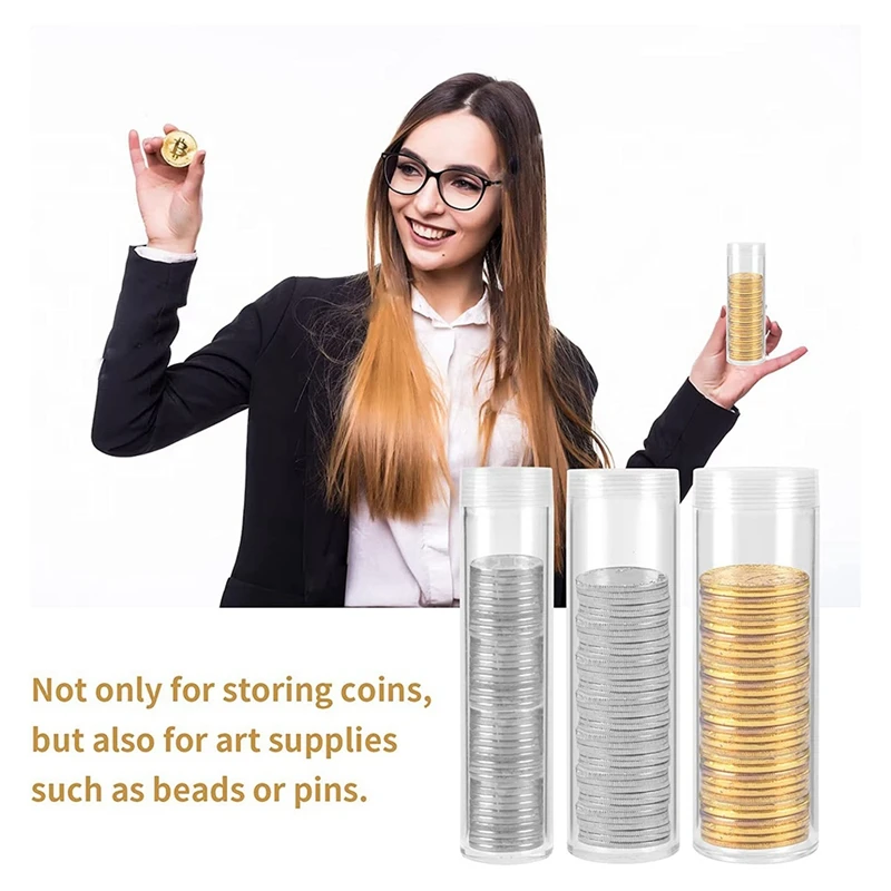 Трубка для хранения монет SCLS, пластиковая трубка для монет, трубка для защиты памятных монет, трубка для свободных монет всего рулона (30 шт.)