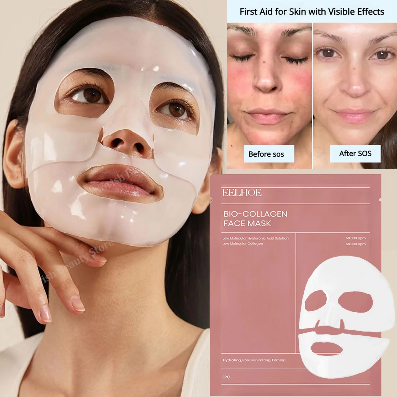 Bio Collagen Facial Mask Pores Shrinking Deep Moisturizing Hydrating Overnight Mask Refreshing Brightening  Glowing Skin Care