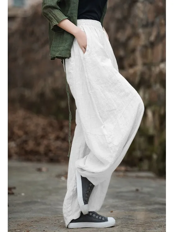 White Casual Pants 2025 New Sle Spring Loose Long Lantern Pants Tai Chi Sitting Posture ular Trend High Waist Long Trousers
