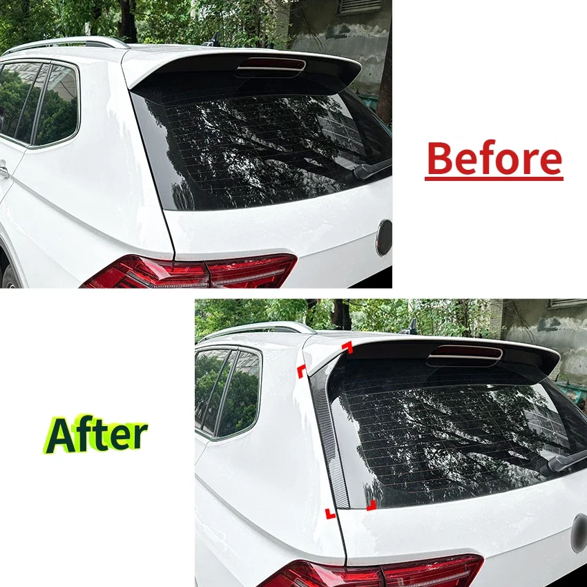 2Pcs For Volkswagen Tiguan MK2 Rline 2017 2018 2019 2020 2021 2022 2023+ Car Rear Window Side Spoiler Sticker Canard Splitter