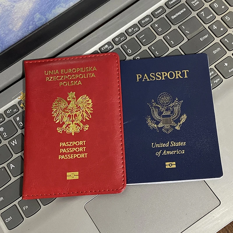 Unia Europejska RzBradley-Étui de passeport en cuir PU rouge pour femme, porte-passeport, portefeuille de voyage