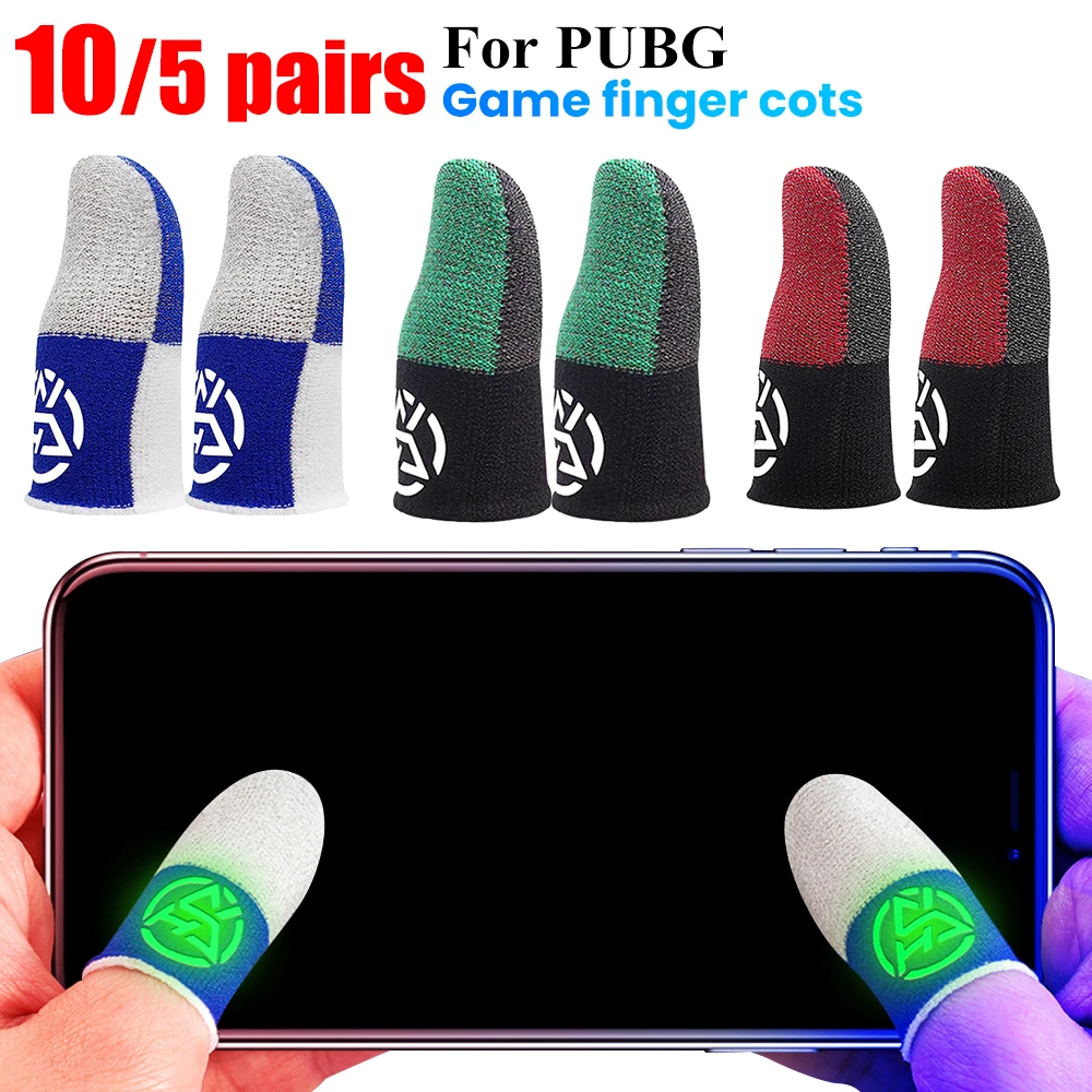 Mobile Finger Sleeve Breathable Nightlight Finger Thumb Gloves Sweatproof Anti Slip Touch Screen Finger Cover for PUBG