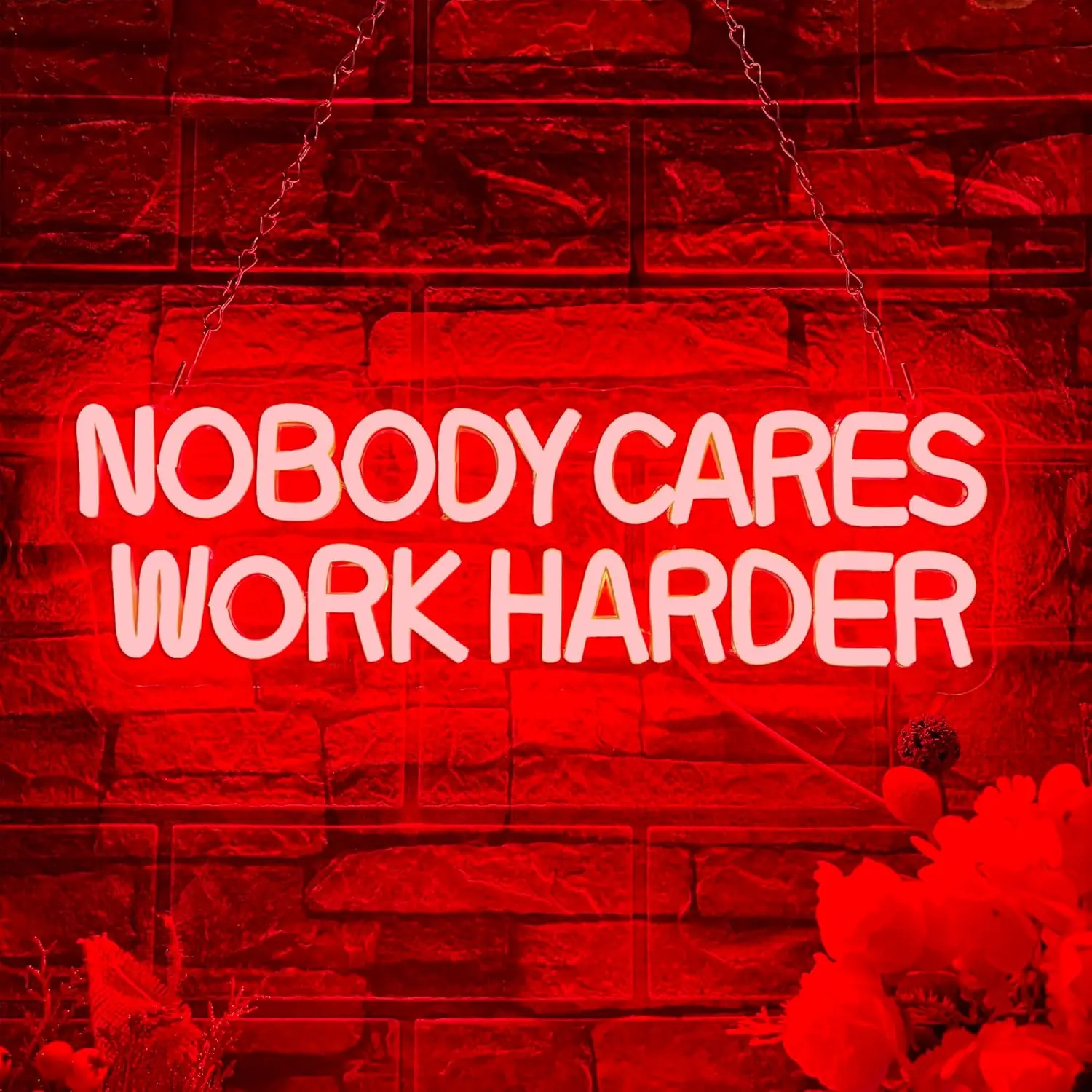 

Nobody Cares Work Harder Neon Sign USB Dimmable Lnspirational LED Neon Light Wall Art for Gym Office Study Room Bedroom Decor