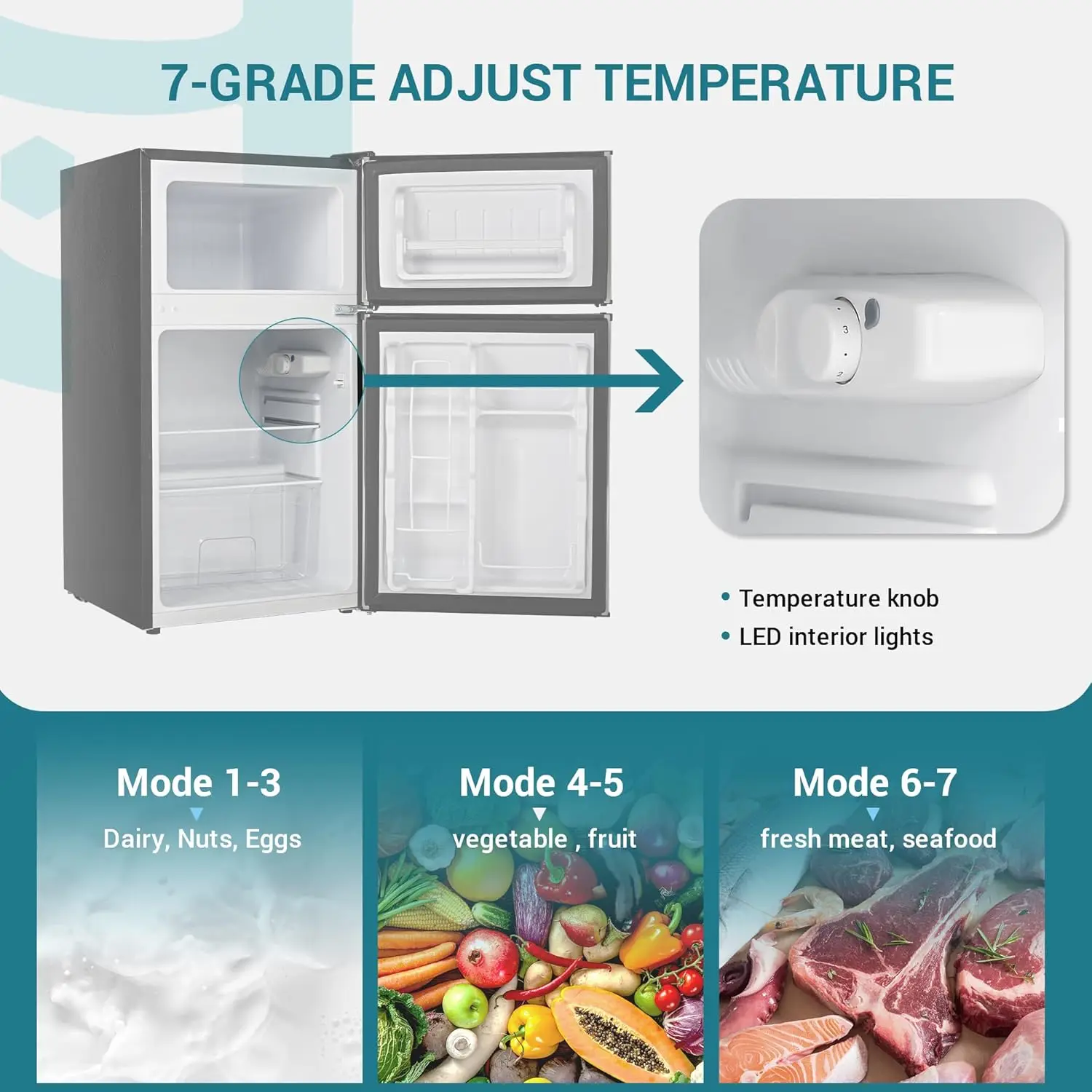 Mini nevera con congelador, refrigerador compacto de 3,2 pies cúbicos con congelador, Mini nevera de 2 puertas con congelador para dormitorio, nuevo