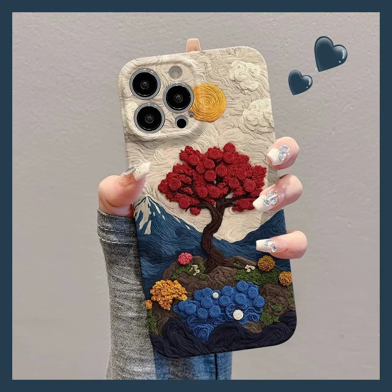

Simple and Creative Red Rose Cute Apple Film Phone Case Suitable for IPhone 16 Pro 15 14 13 12 11 ProMax Anti Drop and Anti Wear