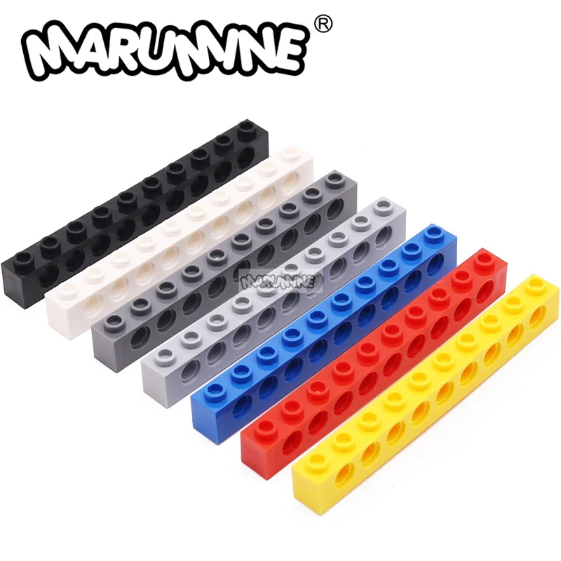 MARUMINE-Blocos de Construção com Buracos, Tijolos Tecnológicos, Acessórios DIY, Brinquedos Educativos para Crianças, Braço de Elevação Técnica, 1x8, 20PCs, 2730