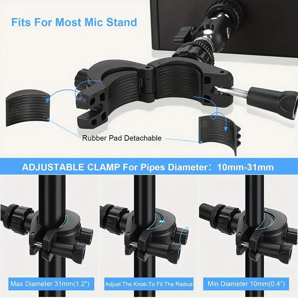 NEW 360-Degree Rotable Tablet Mount Holder 1/4 Thread Universal Phone Holder Adjustable Music Sheet Holder Vlogging