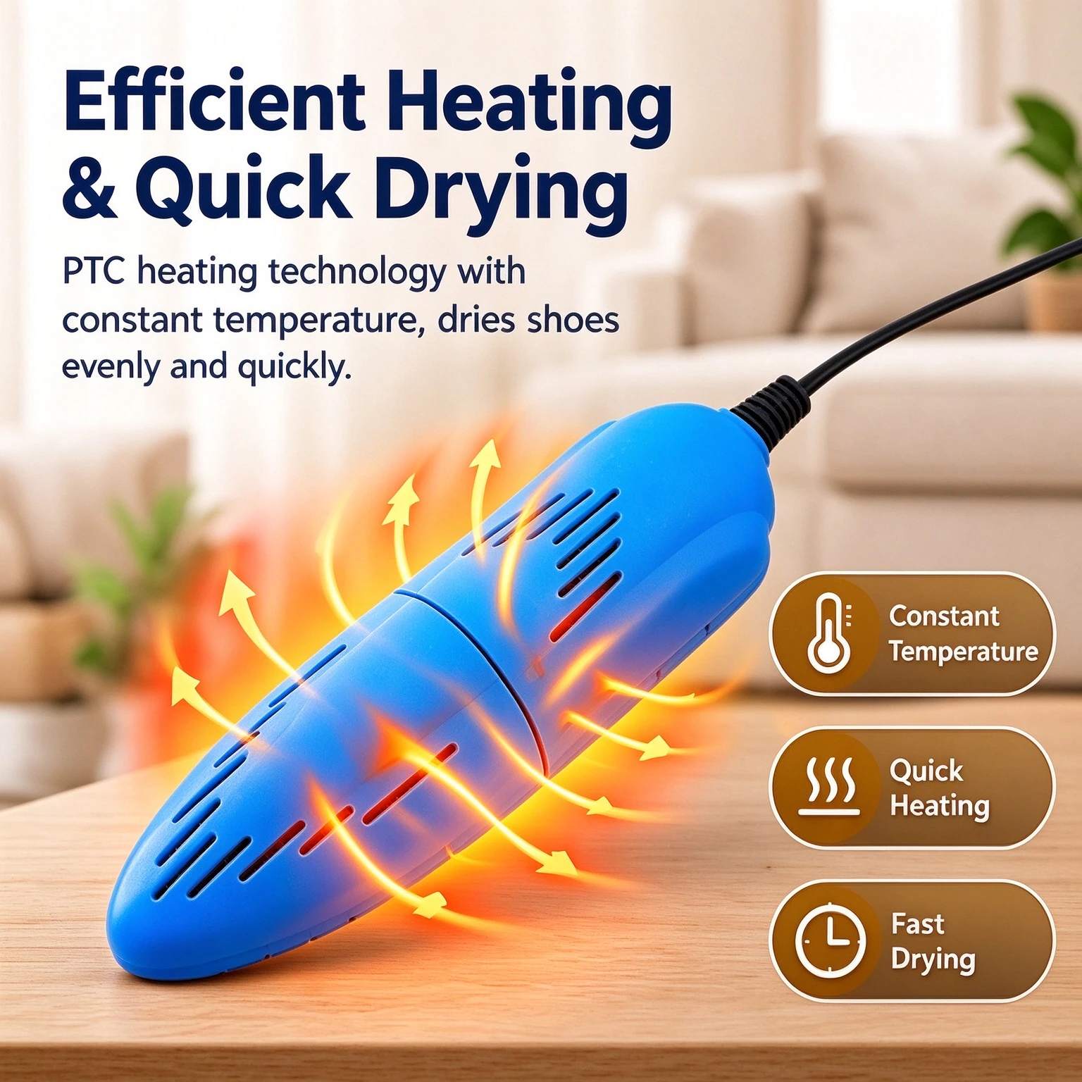 Portable Electric Shoe Dryer PTC Constant Temperature Quick Drying Shoe Warmer Dehumidifier Deodorizer Sneakers Boots Slippers