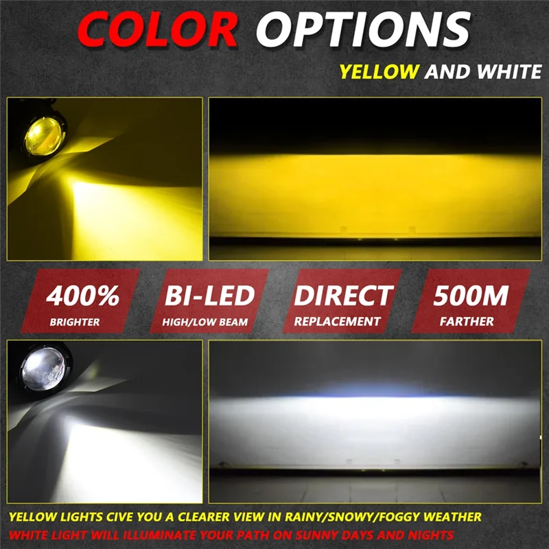 

Универсальные 3-дюймовые гиперболоидные светодиодные противотуманные фары HID светодиодные линзы проектора высокие + низкие противотуманные фары 60 Вт 6000LM IP68 9-16 В