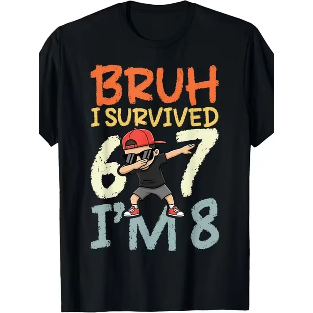item picture boys and girls birthday shirt 67 year old celebration tee cute dabbing design funny graphic print short sleeve crew neck top for kids children party gift