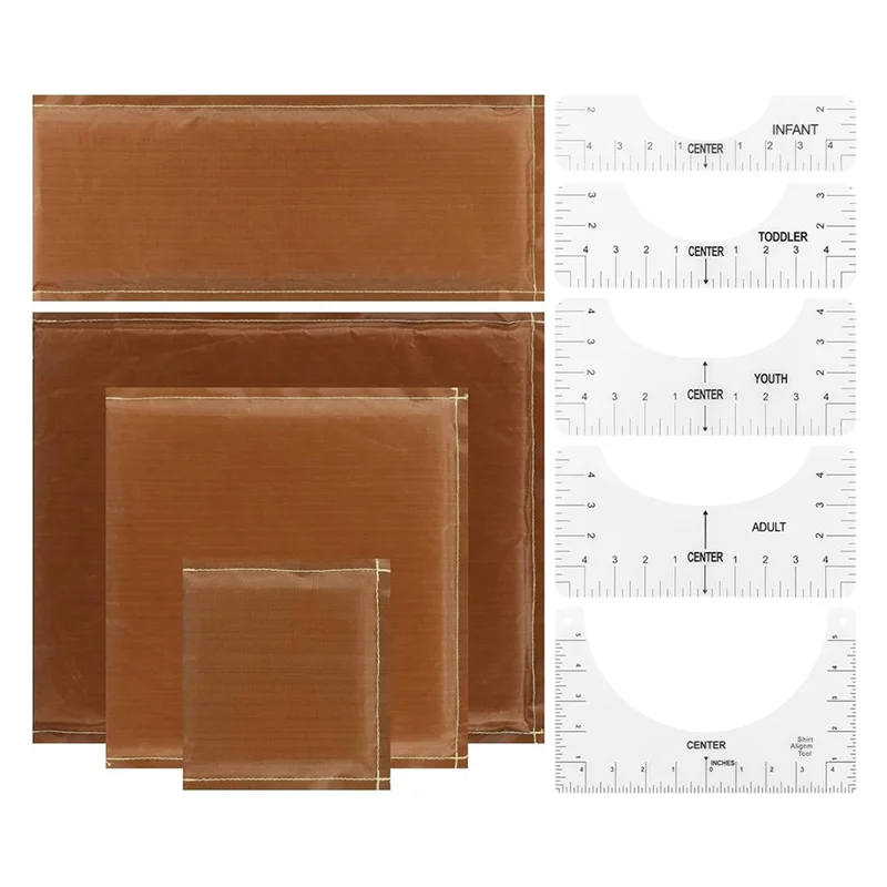 

THIVN-термопресс-подушки, 9 шт. в 1 комплекте, 4 размера термопрессованной подушки и 5 шт. линейки для футболок для винила «сделай сам»