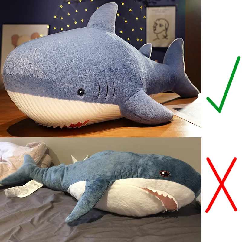 60-120cm Giant Stuffed Animal Shark Plush Toy Kawaii Large Super Soft Whale Doll Long Sleeping Pillow Girl Festival Gift for Kid