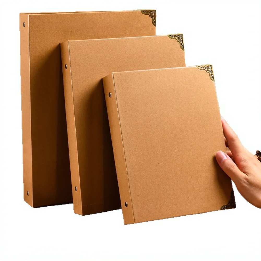 Vintage Scrapbook Album Kraft Paper Loose Leaf Binder Graduation Memory Book DIY Hand Drawing Sketchbook Photo Storage Holder