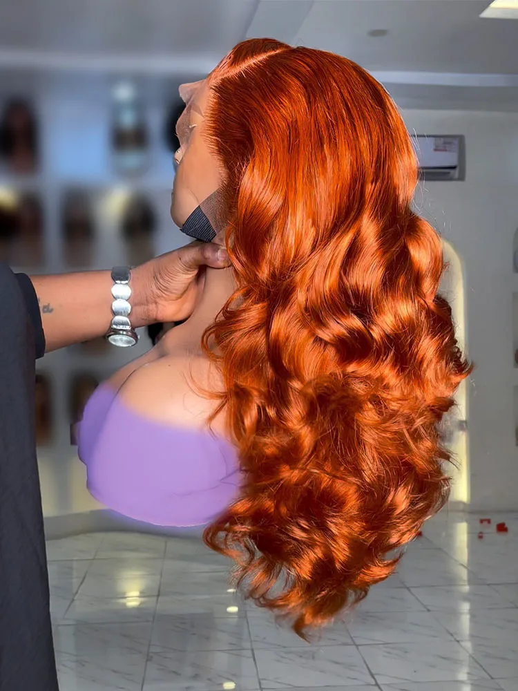 

Парик из натуральных волос Ginger Human Hair, волнистый, с фронтальной частью 13x6, 30 дюймов, с кружевной передней частью, окрашенные бразильские волосы для женщин, плотность 250%