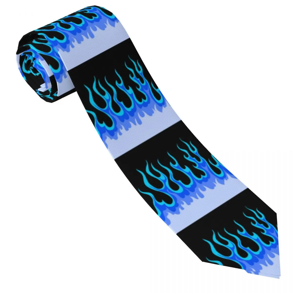 Custom Mens Blue Hot Fire Racing Flames Neck Ties Fashion Tie For Business