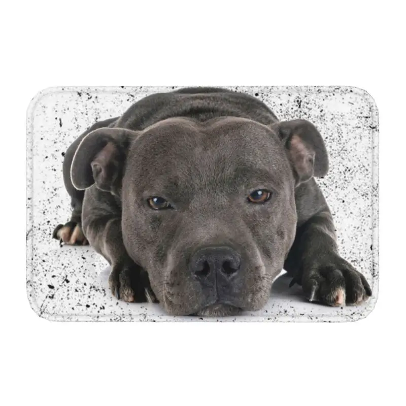 Staffordshire Bull Terrier Dog Door Floor Kitchen Bath Mats Outdoor EBT Cute Love Doormat Garage Entrance Rug Carpet Footpad