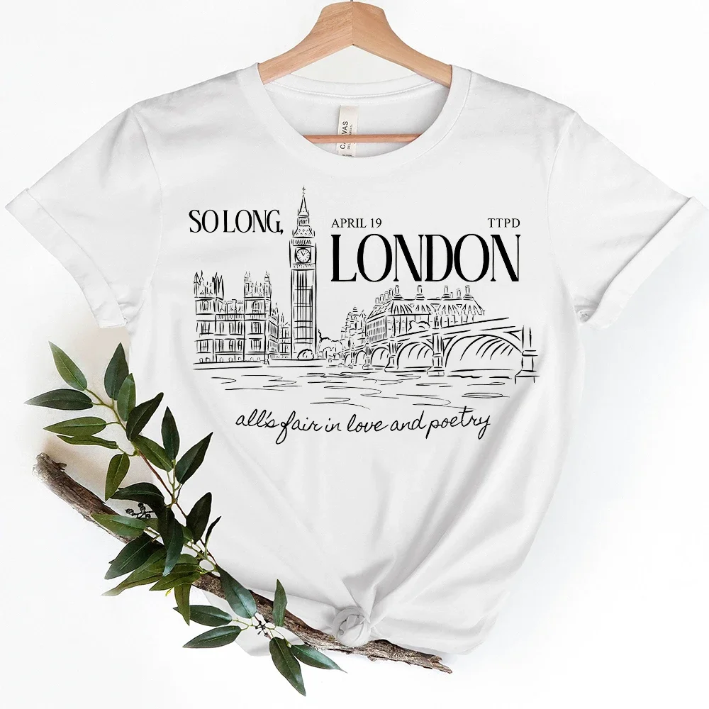London Music Lovers T-Shirts Concert Fans T-Shirts Eras Tour New Album Crooked Poets Department Shirts Women's Tops Graphic Y2K