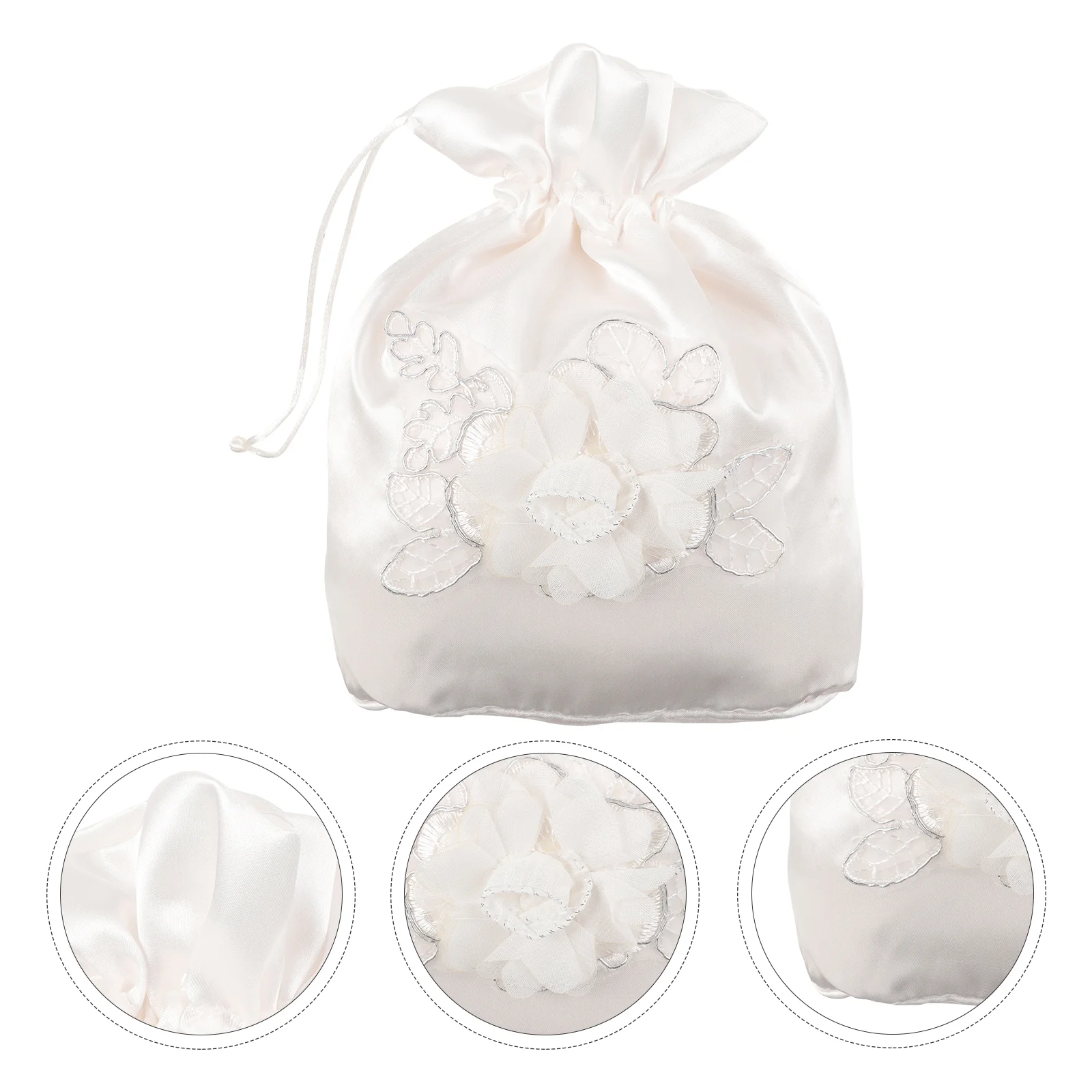 Bridal Flower Bag Wedding Decorative Decoration Drawstring Handbag Bags Petal Basket White Wallet