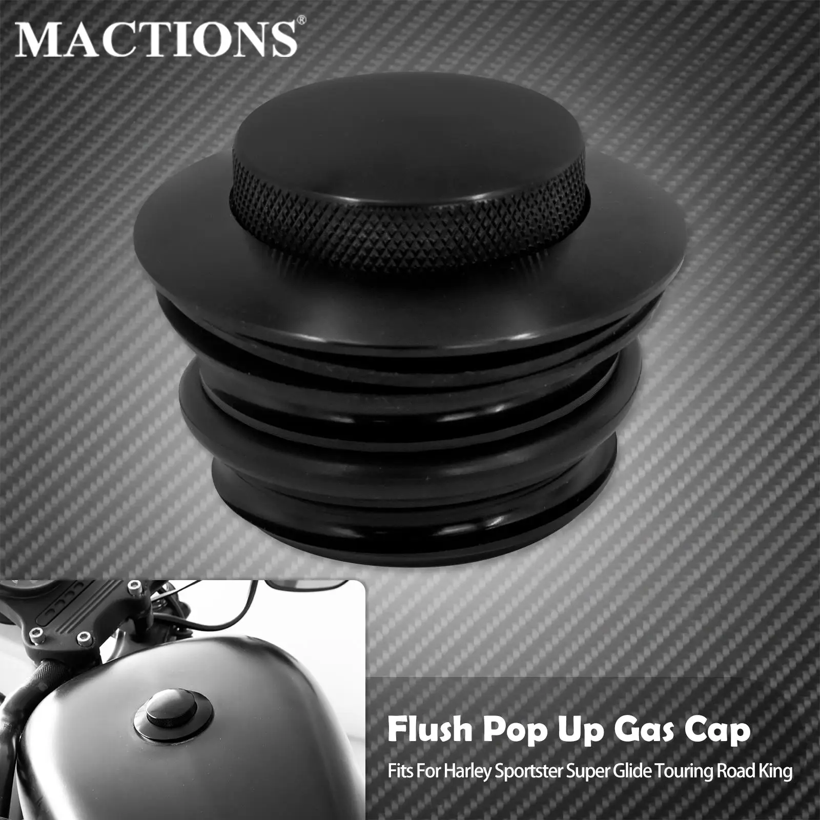 Motorcycle Black Pop Up Fuel Tank Cap Right Hand Thread Reservoir Gas Cap For Harley Dyna Softail Fatboy Touring Sportster XL883