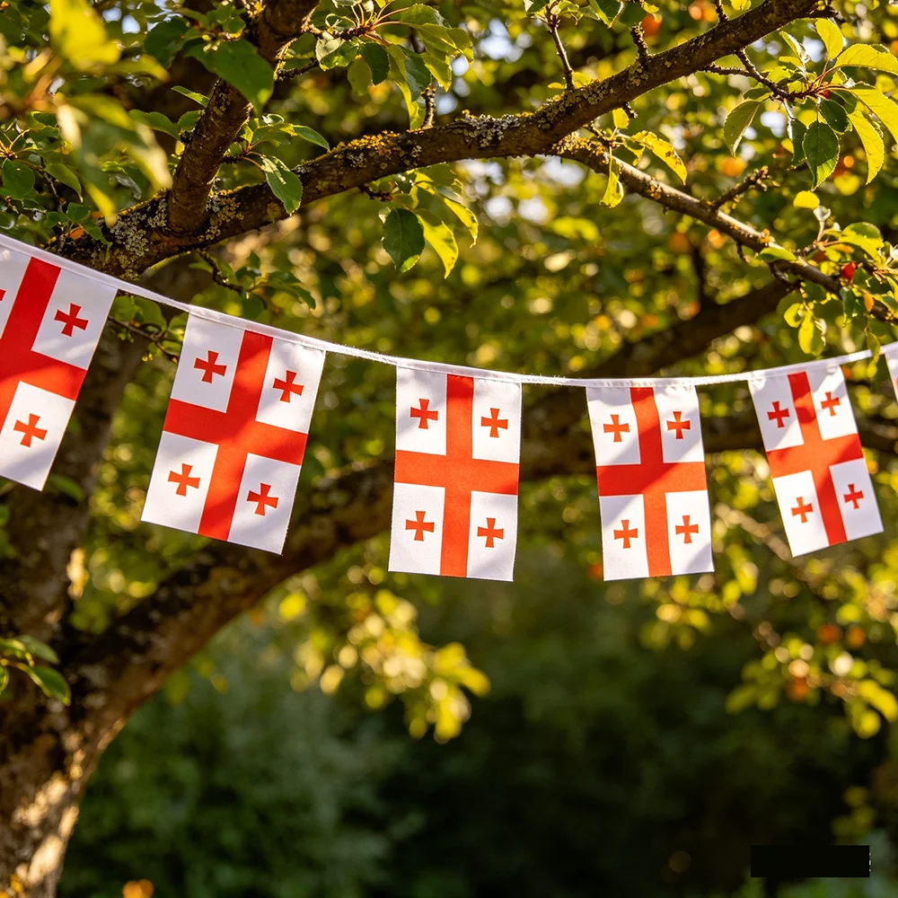 (SKY FLAG)14x21cm Georgia Bunting Flags 20pcs/lot Polyester Pennant Georgia String Flags Festival Party Holiday for Decoration