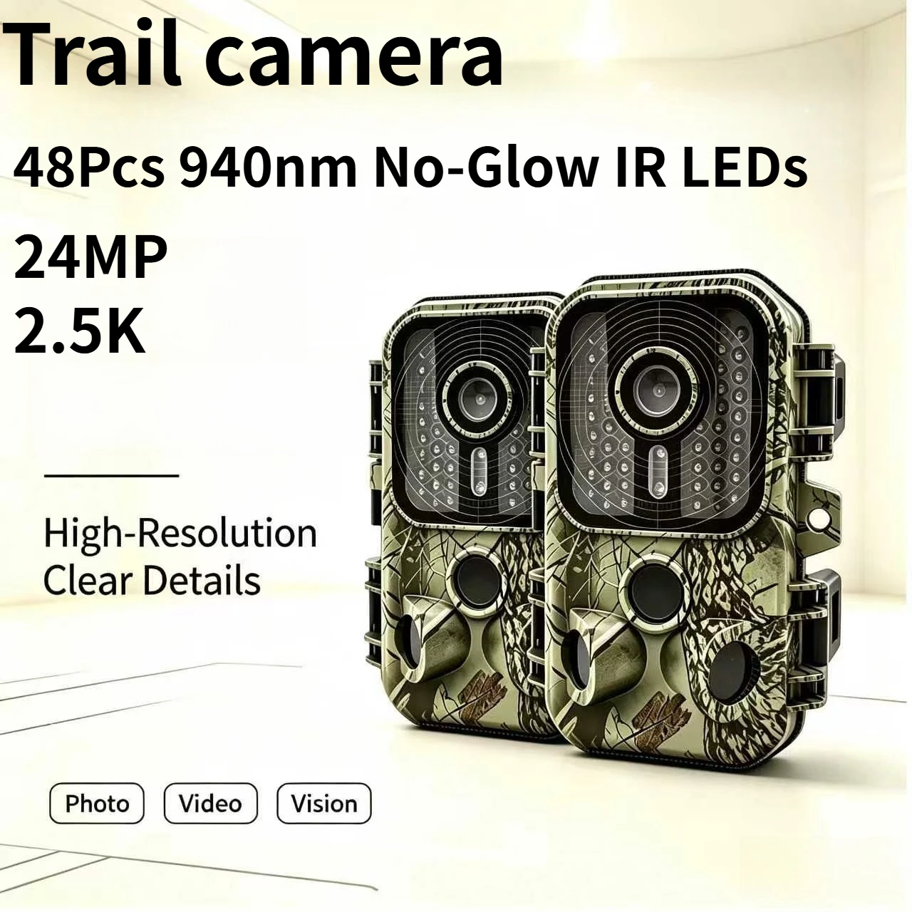 Suntekcam 24MP Night Vision 2.5K Trail Camera 2 Inch TFT Color Screen Waterproof Wildlife Deer Scouting Hunting Camera 2Pcs Set