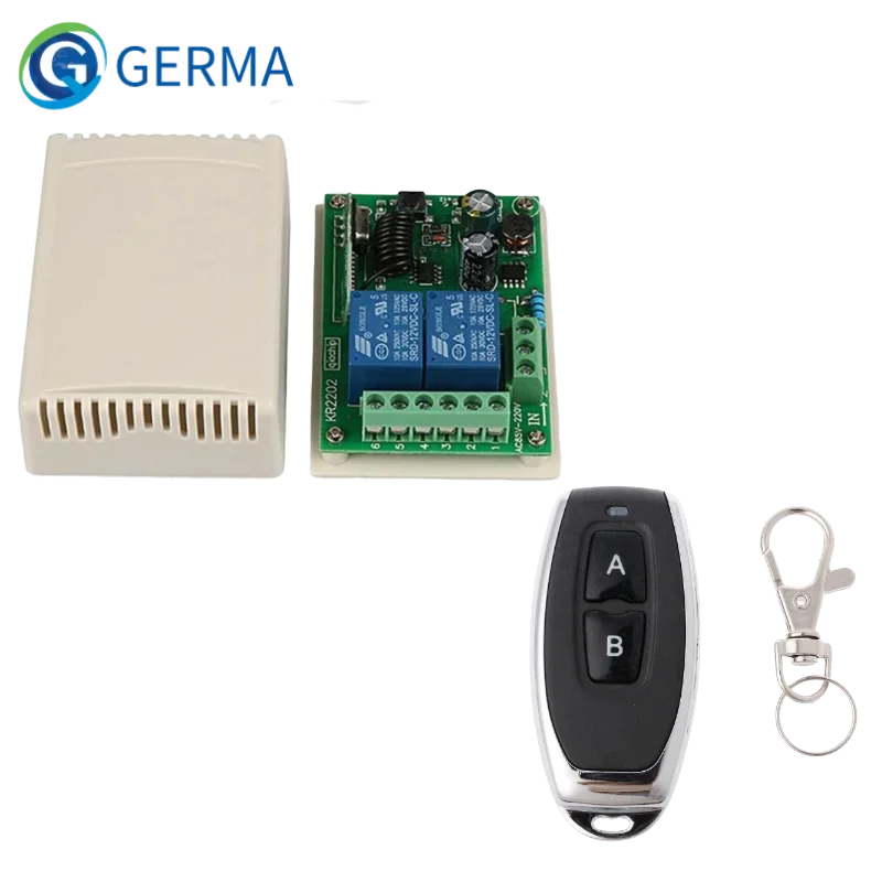 GERMA-Interruptor de Controle Remoto Sem Fio Universal, Módulo Receptor de Relé, RF, 433 MHz, AC 250V, 110V, 220V, 2CH