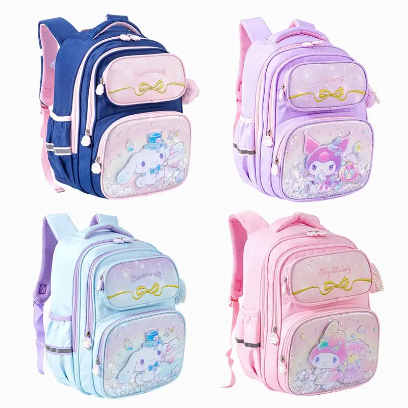 Sanrioed Kuromi Melody Cinnamoroll Children Backpack Cute Schoolbag Student Cartoon Large Capacity Shoulder Bag Gift for Friend