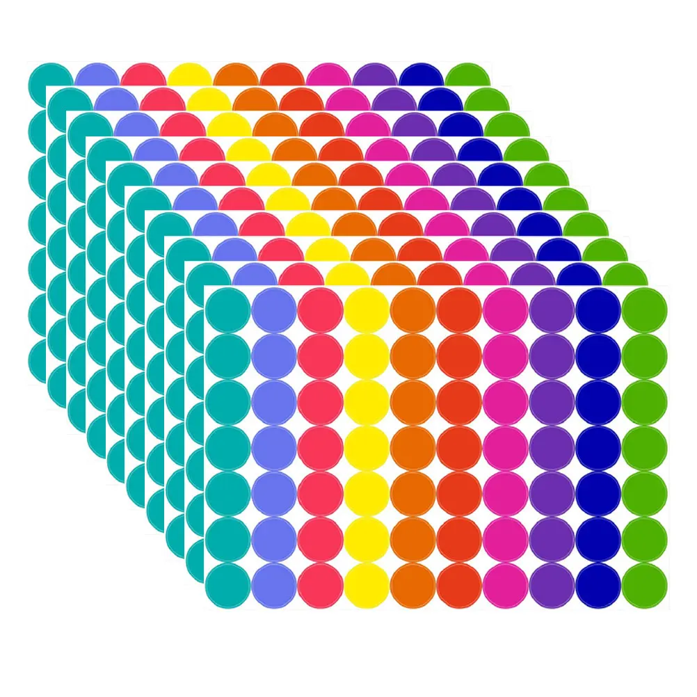 

10 Sheets Color Dot Stickers Coding Round Adhesive Circle Labels Rectangle Dots