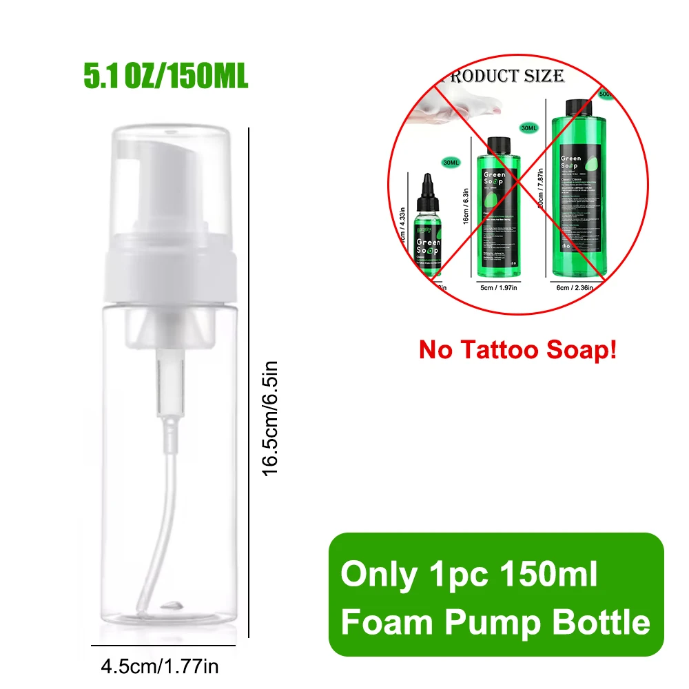 Ultra-konzentrierte grüne Seife Tattoo-Schaumflasche – Tattoo-Zubehör für Tattoos, Piercings, Haut- und Gerätereinigung