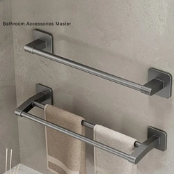 Bathroom Hand Towel Rack Towel Holder Wall Mount No Drill Mount 30/40/50cm Towel Bar Plastic ABS Double Bar 2 Tier Apartment